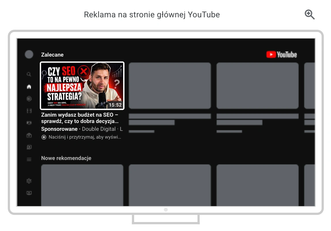 Reklama Demand Gen wyświetlana na ekranie telewizora