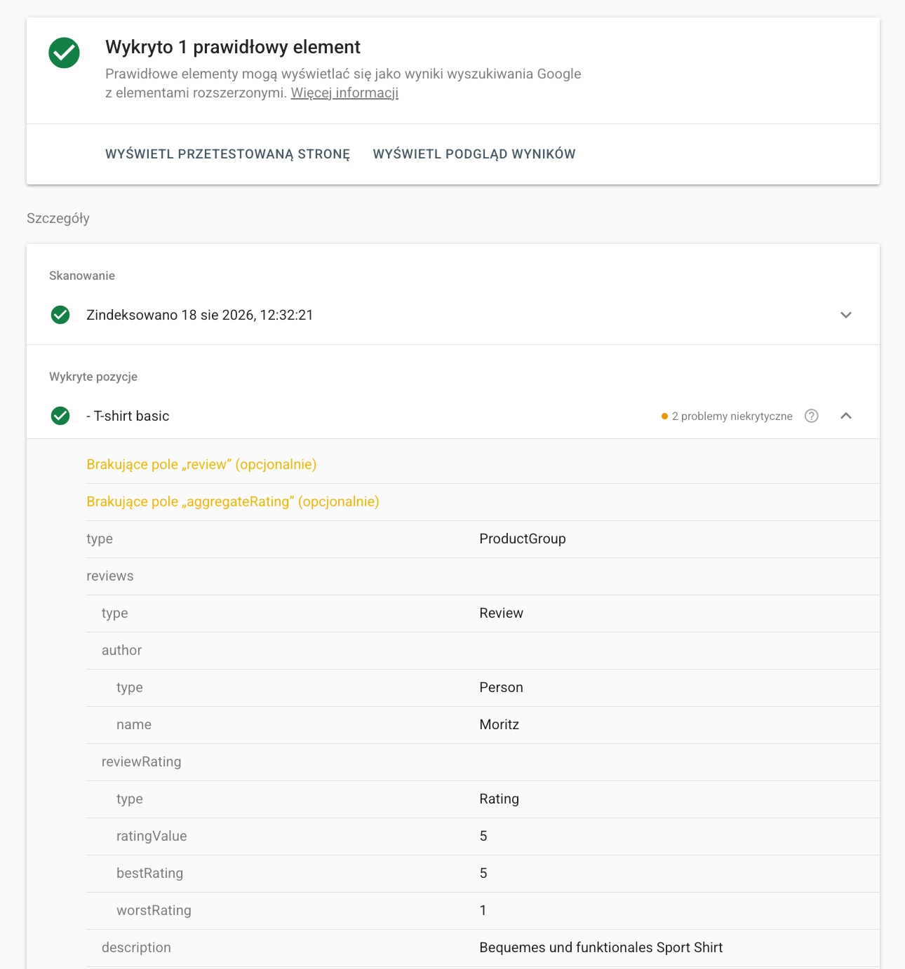Dane strukturalne Product w SEO e-commerce