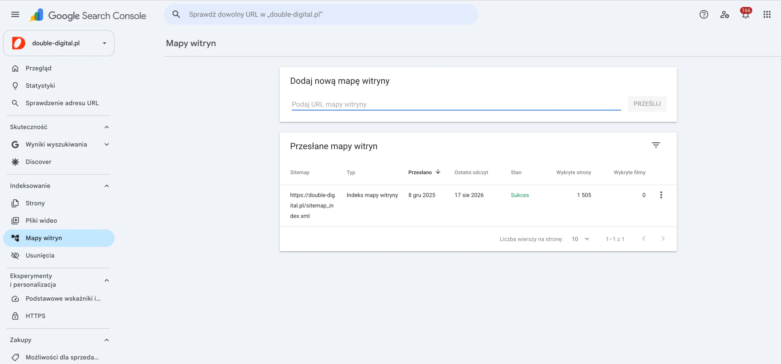 Mapa witryny XML w Google Search Console i status przesłanych adresów URL