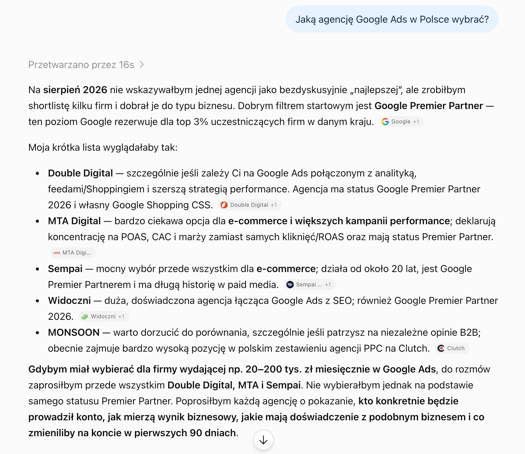Wyszukiwanie w ChatGPT i źródła cytowane w odpowiedzi AI