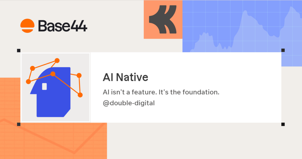 Odznaka Base44 AI Native – profil Double Digital (@double-digital)