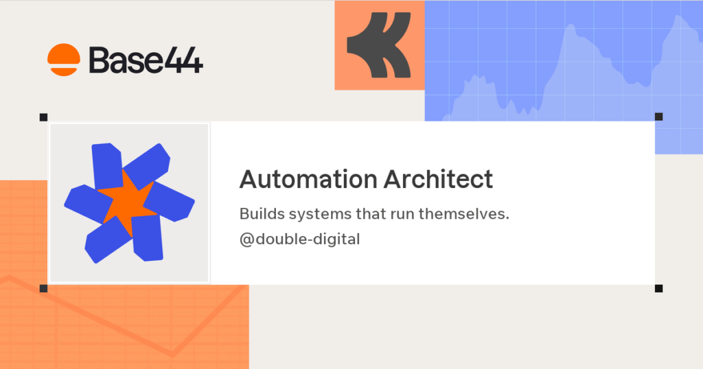 Odznaka Base44 Automation Architect – profil Double Digital (@double-digital)